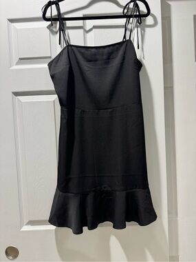 Express Black Tie-Shoulder Mini Dress with Ruffle Hem summer dress